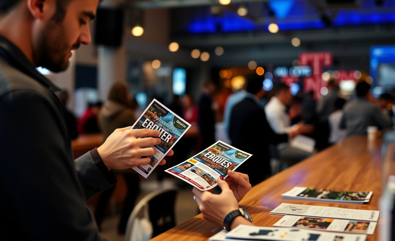 Event Invitation Copy On Postcards: The Postcard Copy Formula That Converts Better: a event planner comparing postcard layouts for a neighborhood promotion.