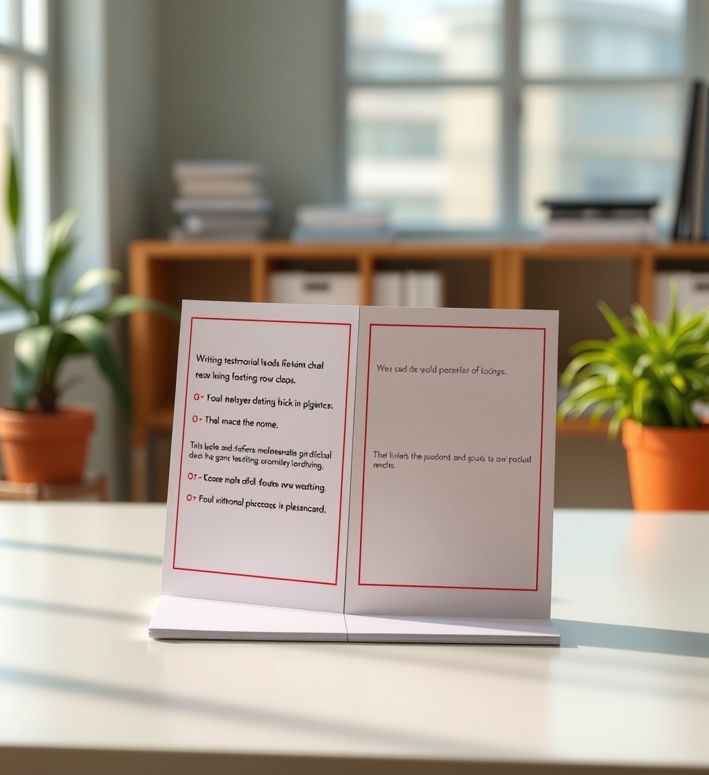Writing Testimonial Placement On Postcards Without Wasting Precious Space: a split-view comparison of postcard options on a bright tabletop.