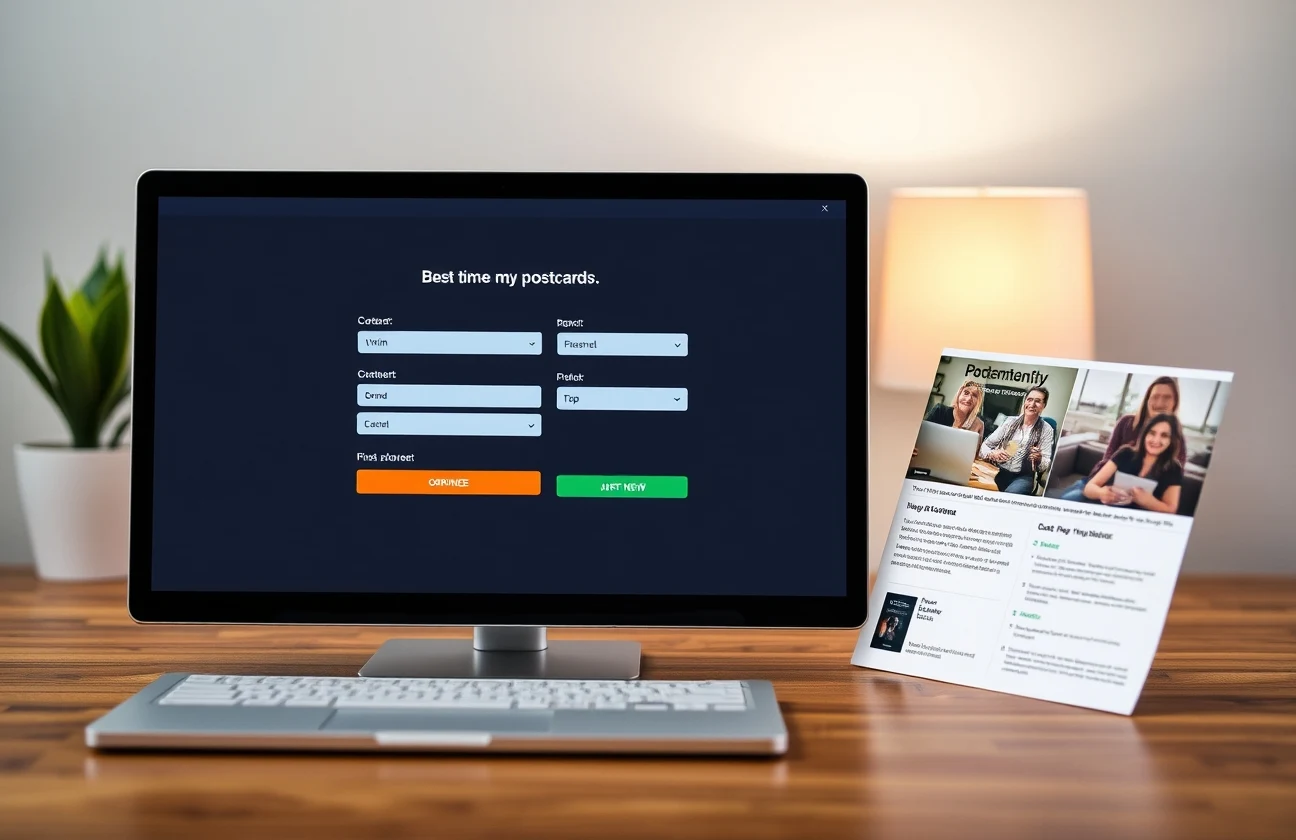 First Time Buyer Scripts For Postcards: The Postcard Copy Formula That Converts Better: an online ordering screen beside a printed postcard sample.