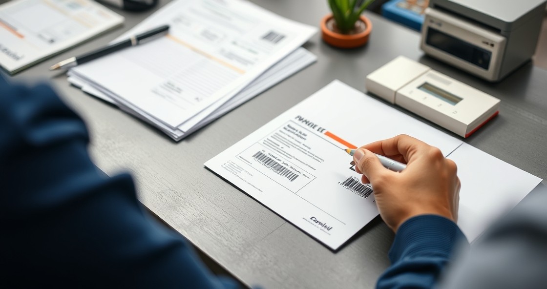 How to Handle Barcode Requirements For Postcards Without USPS Mistakes: a reprint-prevention scene with notes, proofs, and a finished postcard.