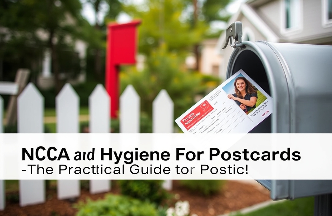 NCOA And Address Hygiene For Postcards: The Practical Mailing Guide for Postcards: a postcard going into a residential mailbox with a neighborhood background.