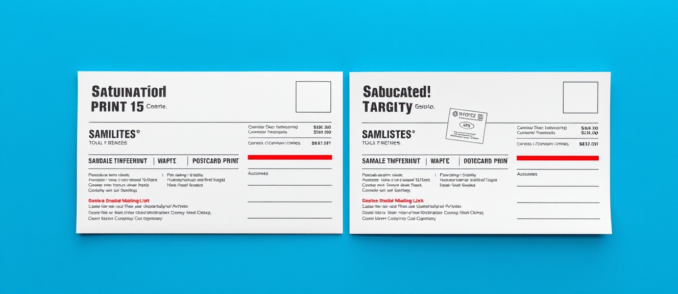 How to Handle Saturation Vs Targeted Mailing Lists For Postcards Without USPS Mistakes: two postcard samples side by side to compare a correct and flawed print result.