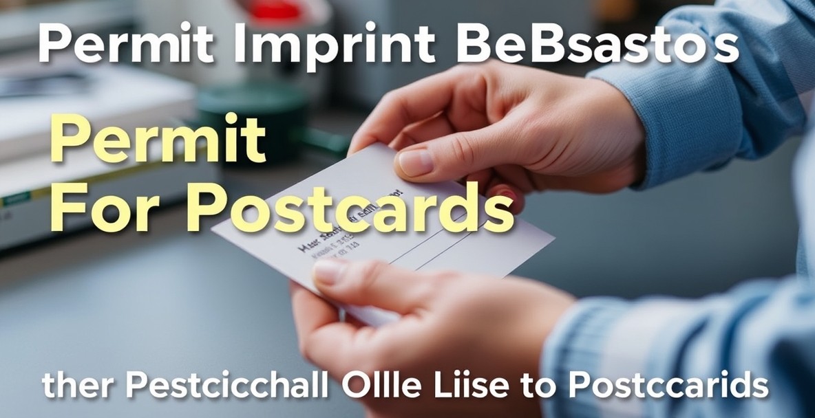 Permit Imprint Basics For Postcards: The Practical Mailing Guide for Postcards: a hand preparing a postcard with address-side details and indicia area visible.