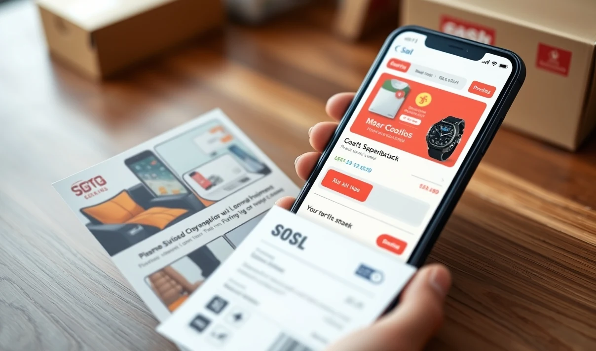 Direct Mail Tracking For Postcards Rules Explained for Marketing Teams: a promo-code postcard near a checkout screen concept on a phone.