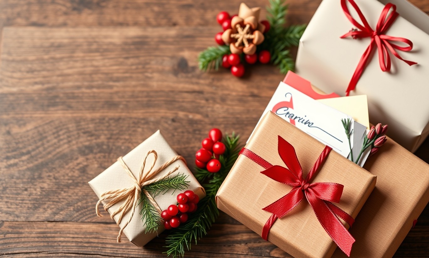 Seasonal Postal Deadline Planning For Postcards Rules Explained for Marketing Teams: a seasonal mailer set with wrapped gifts, flowers, or holiday greenery.