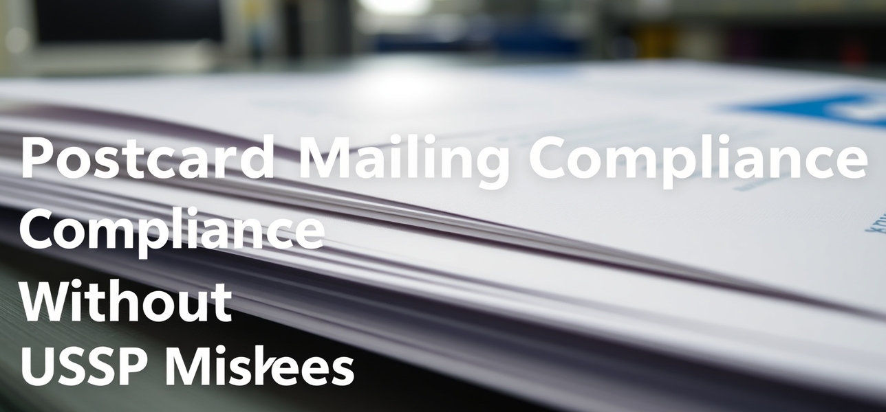 How to Handle Postcard Mailing Compliance Checklists Without USPS Mistakes: a close-up of postcard edges and cut alignment under bright light.