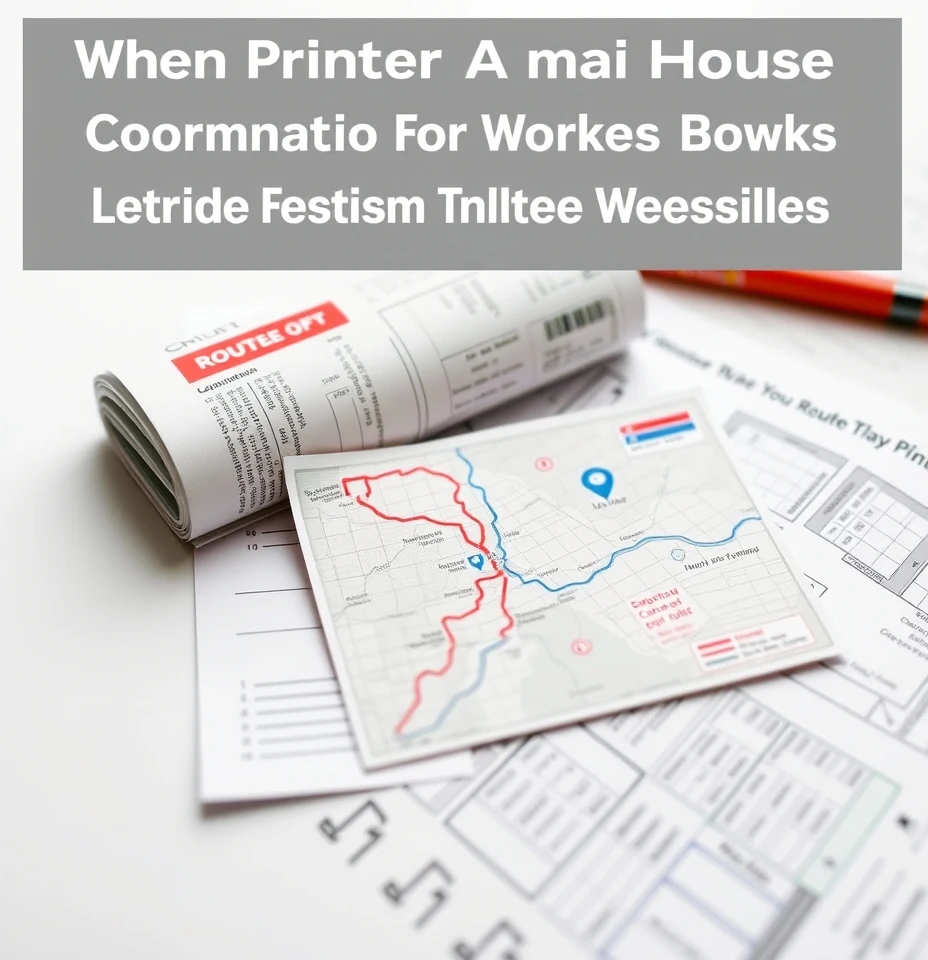 When Printer And Mail House Coordination For EDDM Postcards Works Better Than Targeted Lists: a route map concept with a postcard sample and planning notes.