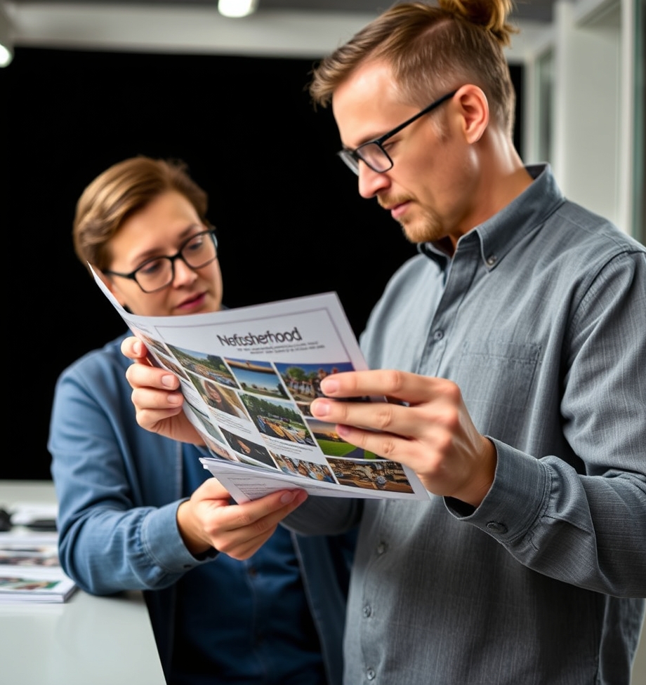 Over Inked Black Backgrounds On Postcards Problems Explained With Practical Fixes: a event planner comparing postcard layouts for a neighborhood promotion.