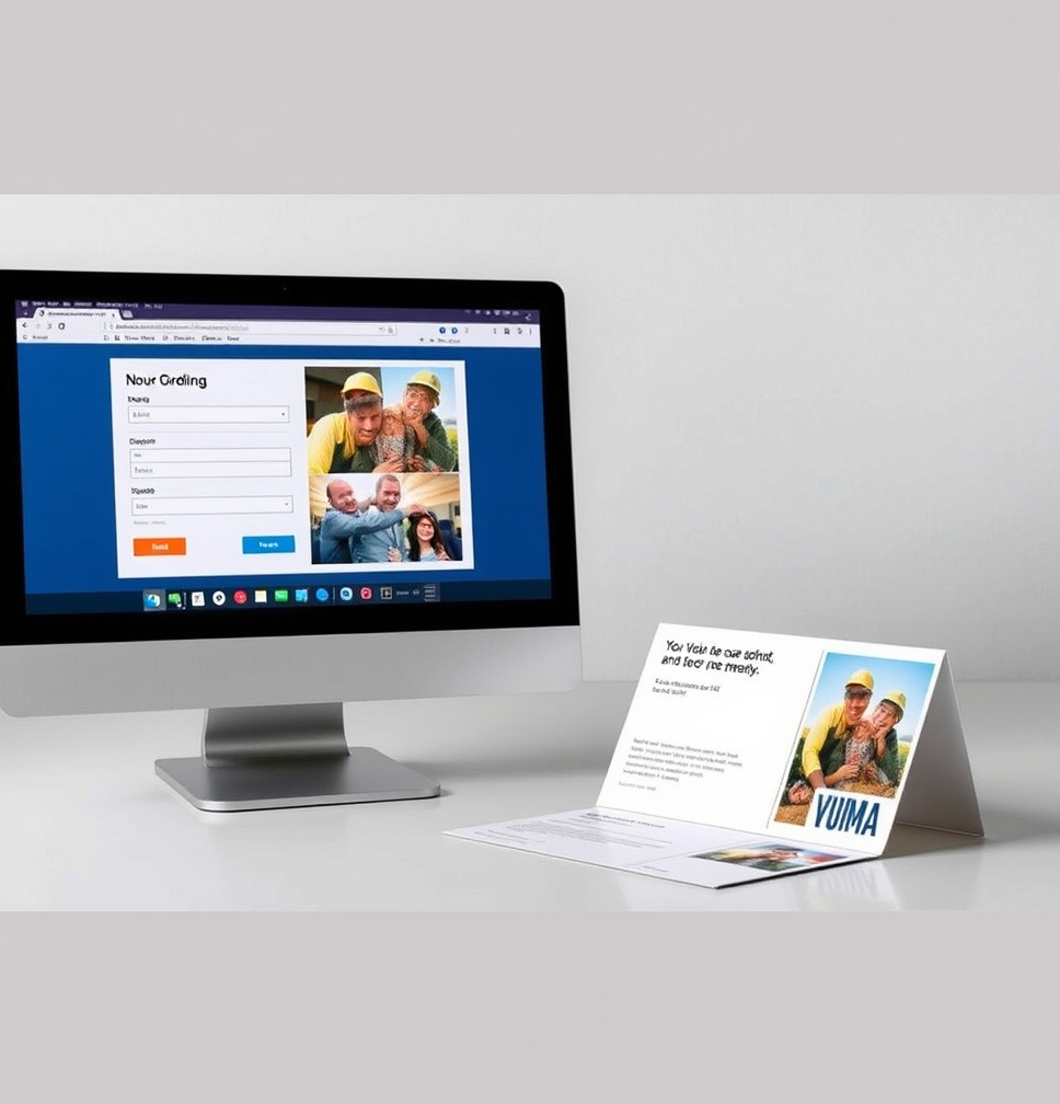 How to Use Donor Segment Postcards Without Making the Campaign Messy: an online ordering screen beside a printed postcard sample.