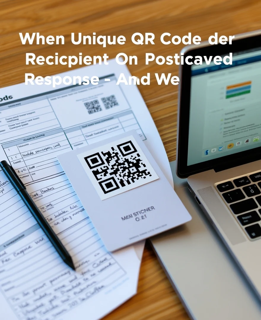 When Unique QR Codes Per Recipient On Postcards Improves Response And When It Does Not: campaign tracking notes beside a postcard sample and a laptop.