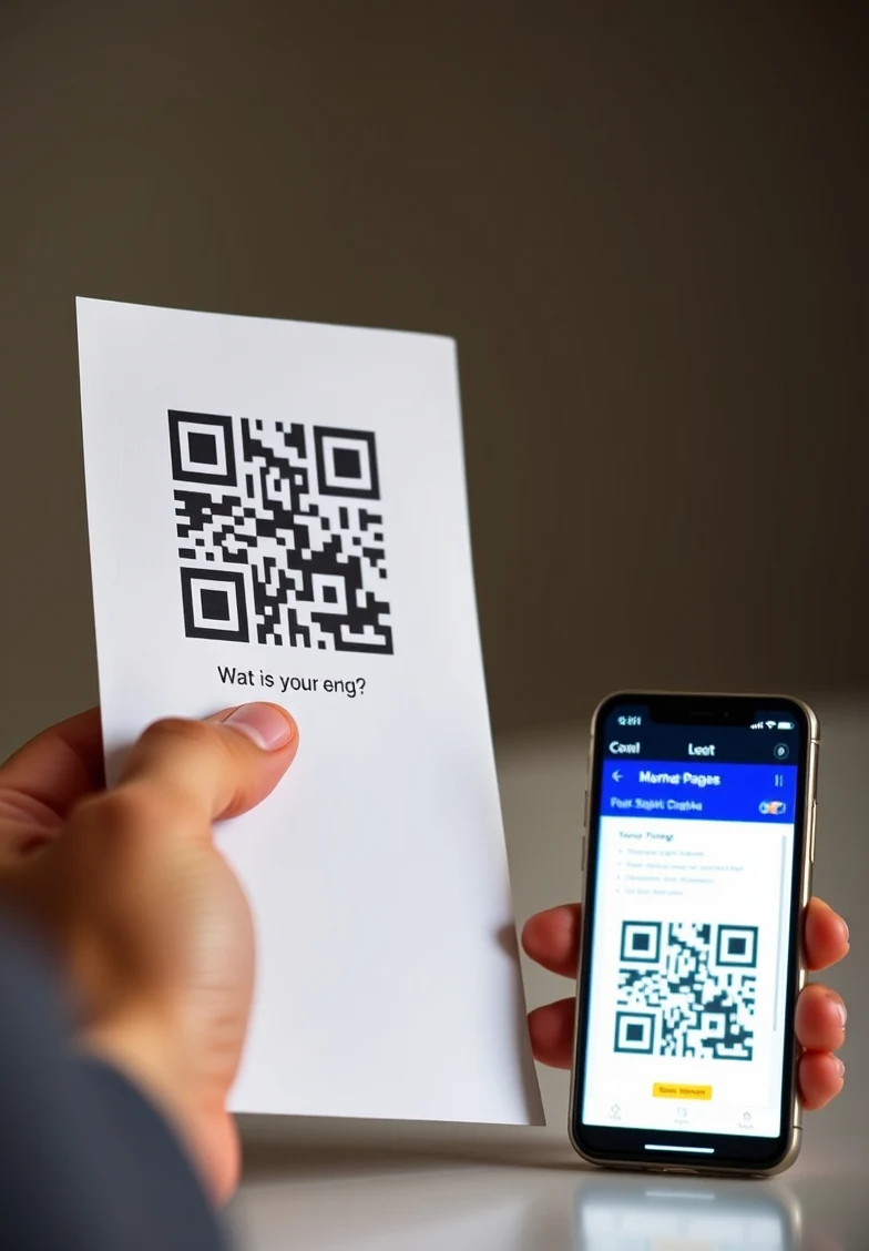 Salesperson Tracking Codes On Postcards: The Personalization Strategy That Makes Postcards Smarter: a postcard with a QR code beside a smartphone showing a landing page concept.
