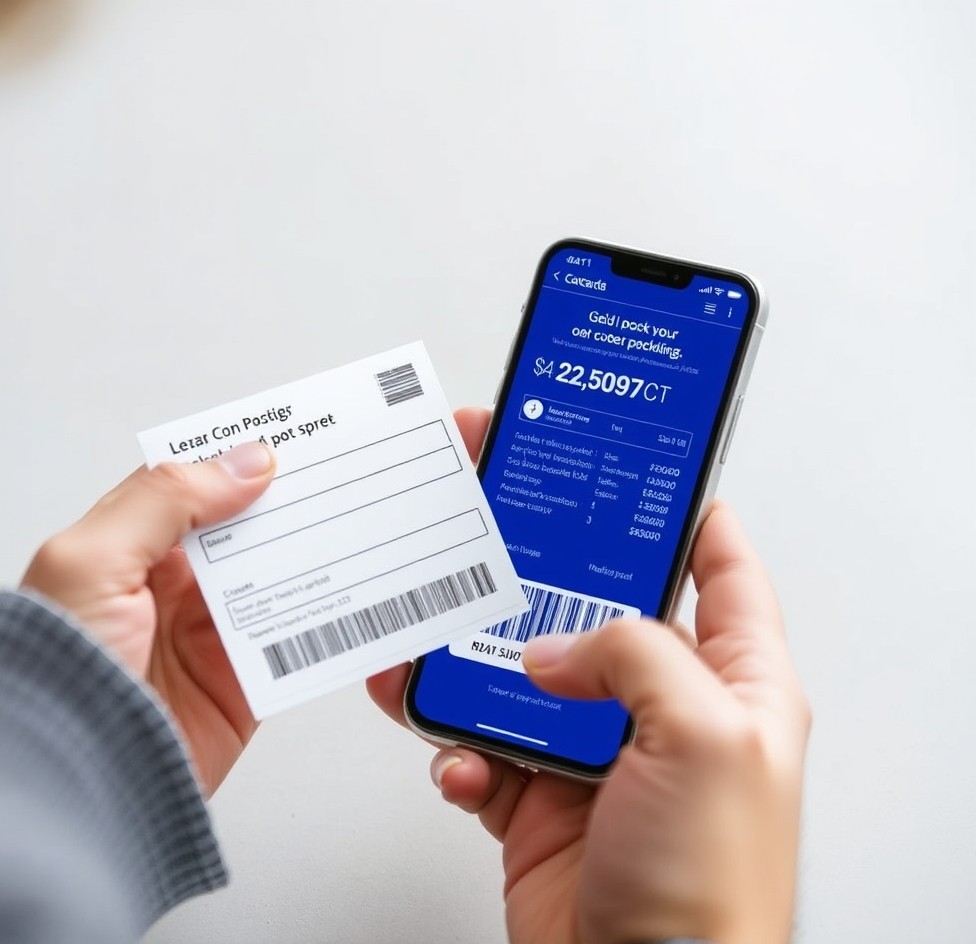 When Patient Recall Postcards Improves Response And When It Does Not: a promo-code postcard near a checkout screen concept on a phone.