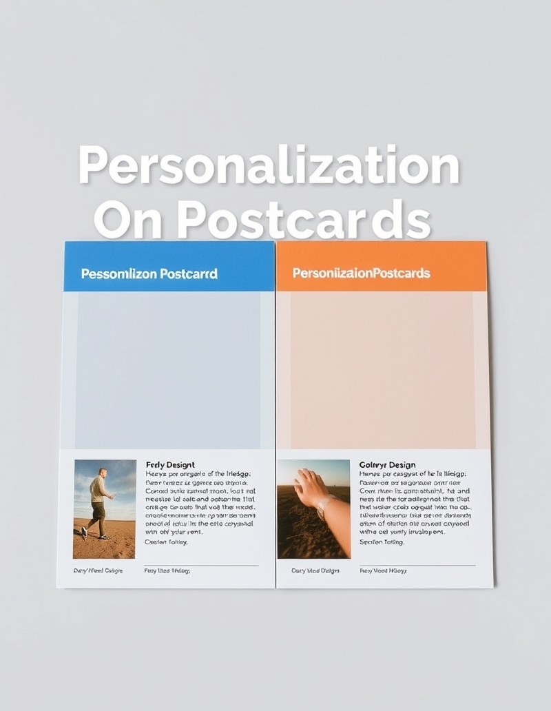 Personalization ROI On Postcards: The Personalization Strategy That Makes Postcards Smarter: an A/B test comparison layout with two postcard designs side by side.