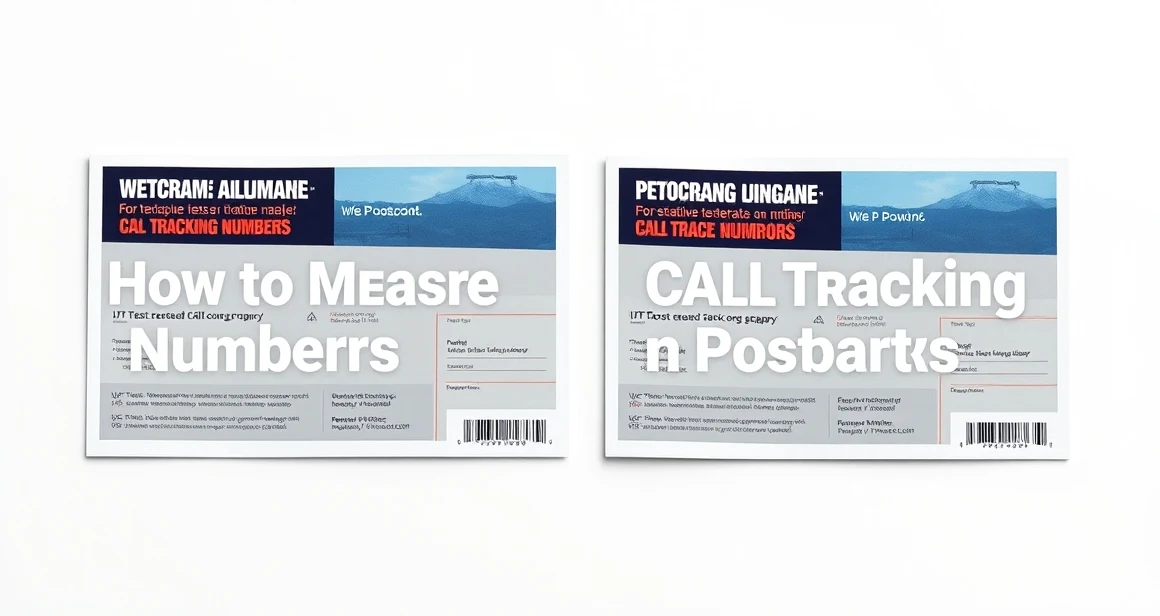 How to Measure Call Tracking Numbers On Postcards Without Fuzzy Attribution: an A/B test comparison layout with two postcard designs side by side.