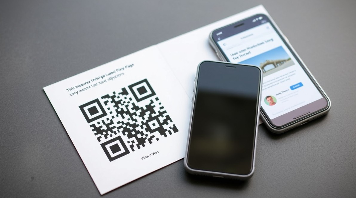 How to Measure Frequency Vs Fatigue In Postcard Campaigns Without Fuzzy Attribution: a postcard with a QR code beside a smartphone showing a landing page concept.
