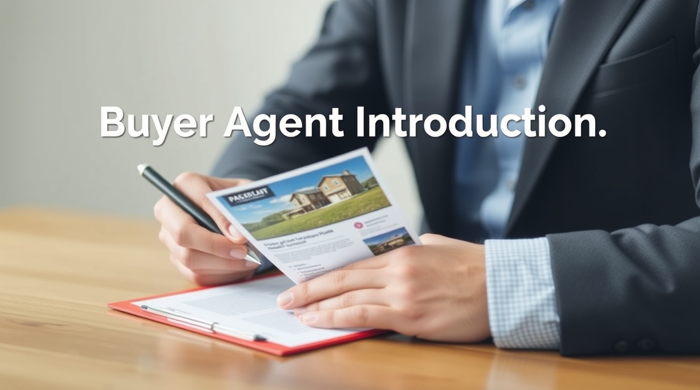 Buyer Agent Introduction Real Estate Postcards for Better Real Estate Visibility and Response: a real estate agent checking a postcard mockup with a pen and paper notes.