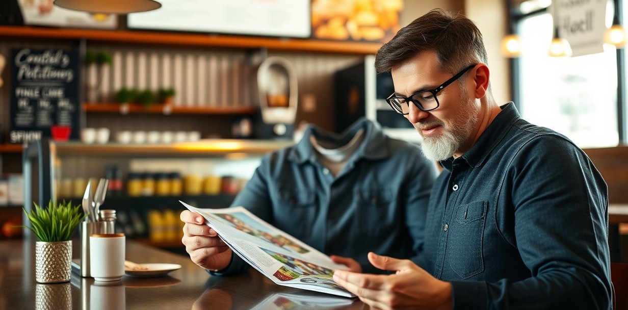 Daycare Enrollment Postcards: A Local Business Postcard Plan That Actually Converts: a restaurant owner comparing postcard layouts for a neighborhood promotion.