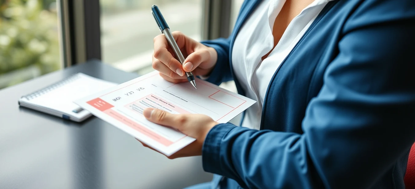 How to Build Gala Invitation Postcards Around Attendance, Action, or Support: a nonprofit coordinator checking a postcard mockup with a pen and paper notes.