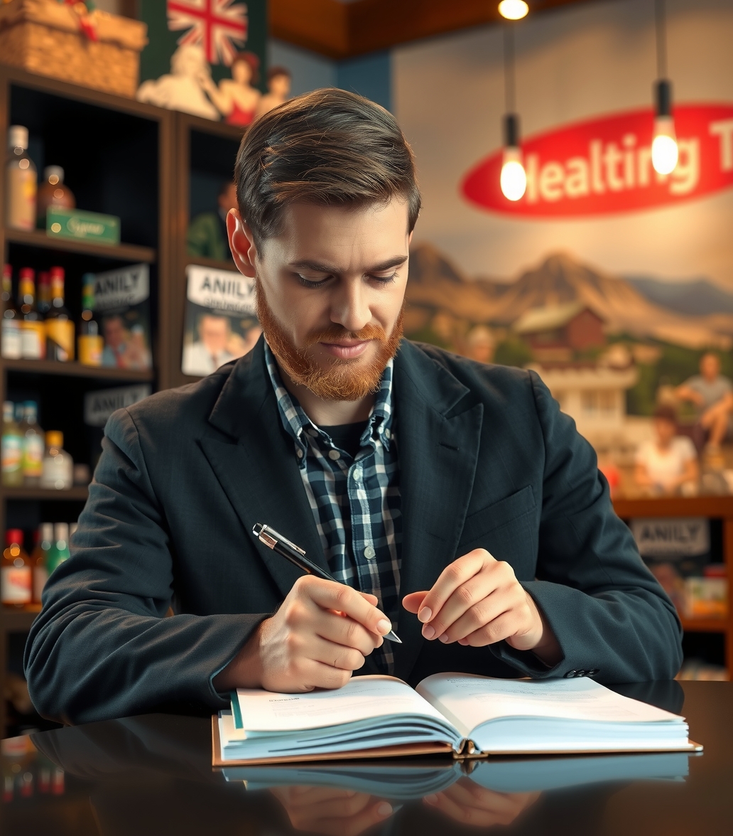 How to Use Tourism Attraction Postcards Without Losing Print Quality or Purpose: a local business owner checking a postcard mockup with a pen and paper notes.