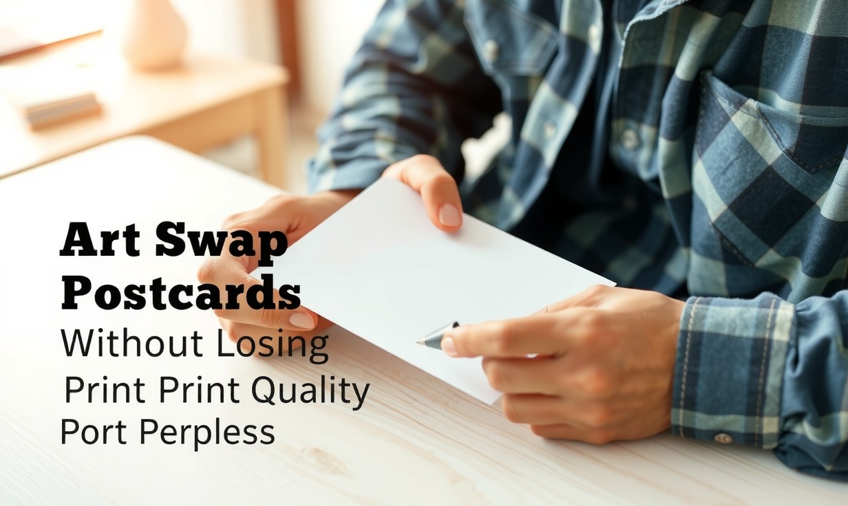 How to Use Art Swap Postcards Without Losing Print Quality or Purpose: a local business owner checking a postcard mockup with a pen and paper notes.