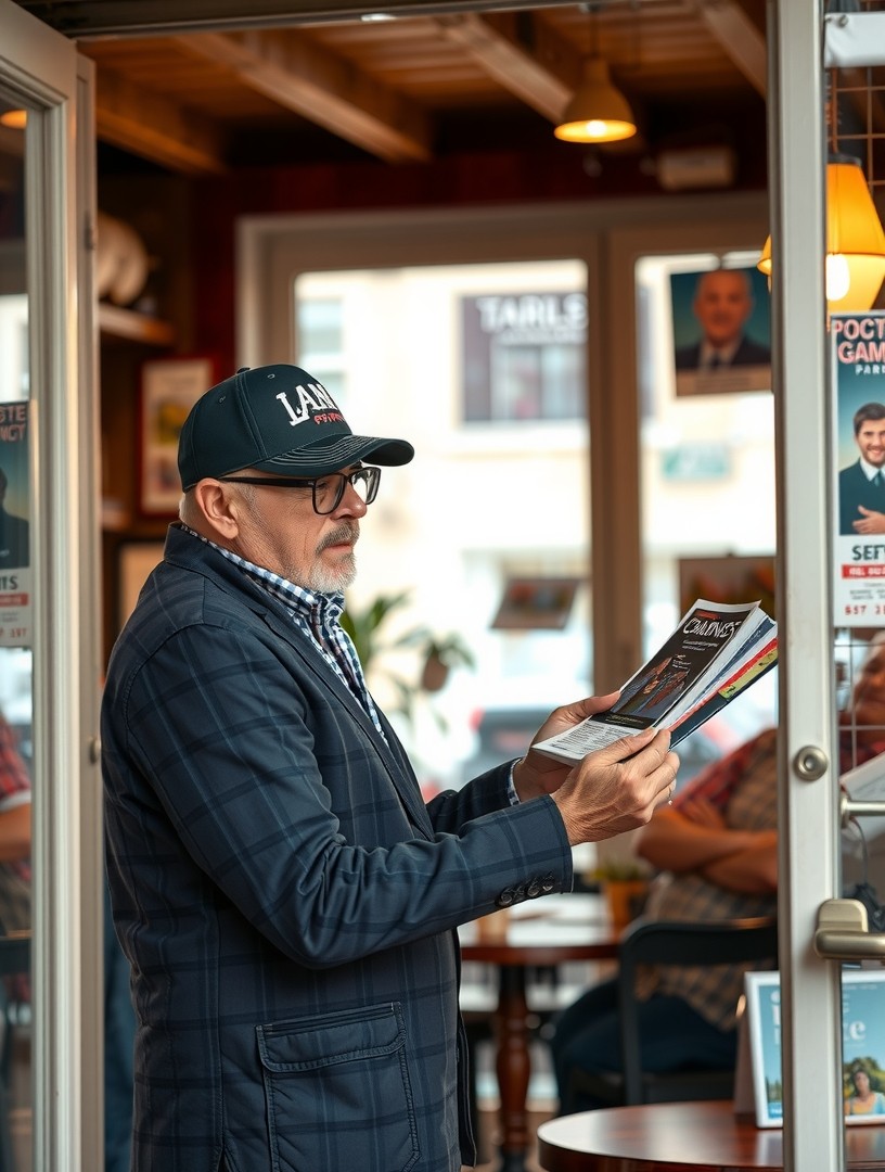 Memorial Photo Postcards for Artists, Brands, and Memorable Small Format Pieces: a local business owner comparing postcard layouts for a neighborhood promotion.