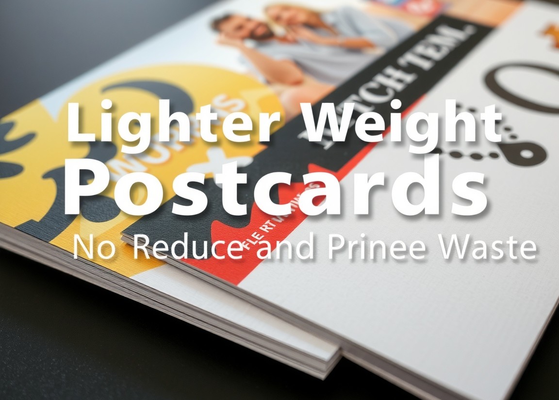 Lighter Weight Postcards To Reduce Waste for Lower Waste and Better Printing Decisions: close-up postcard samples showing gloss, matte, and uncoated textures.