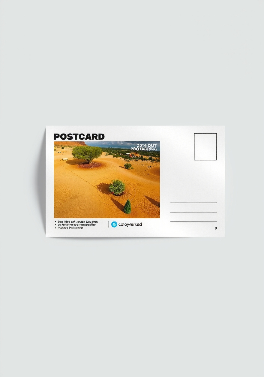 Best Eco Briefs For Postcard Designers: A Smarter Sustainable Postcard Approach: a print-ready postcard file with color swatches and crop-mark references.