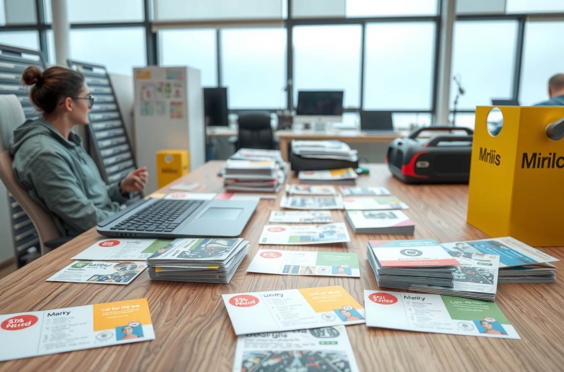 Online Vs Local Postcard Printers: A Better Way to Compare Postcard Printing Vendors: a production planning desk with quantity tiers and sample cards spread out.