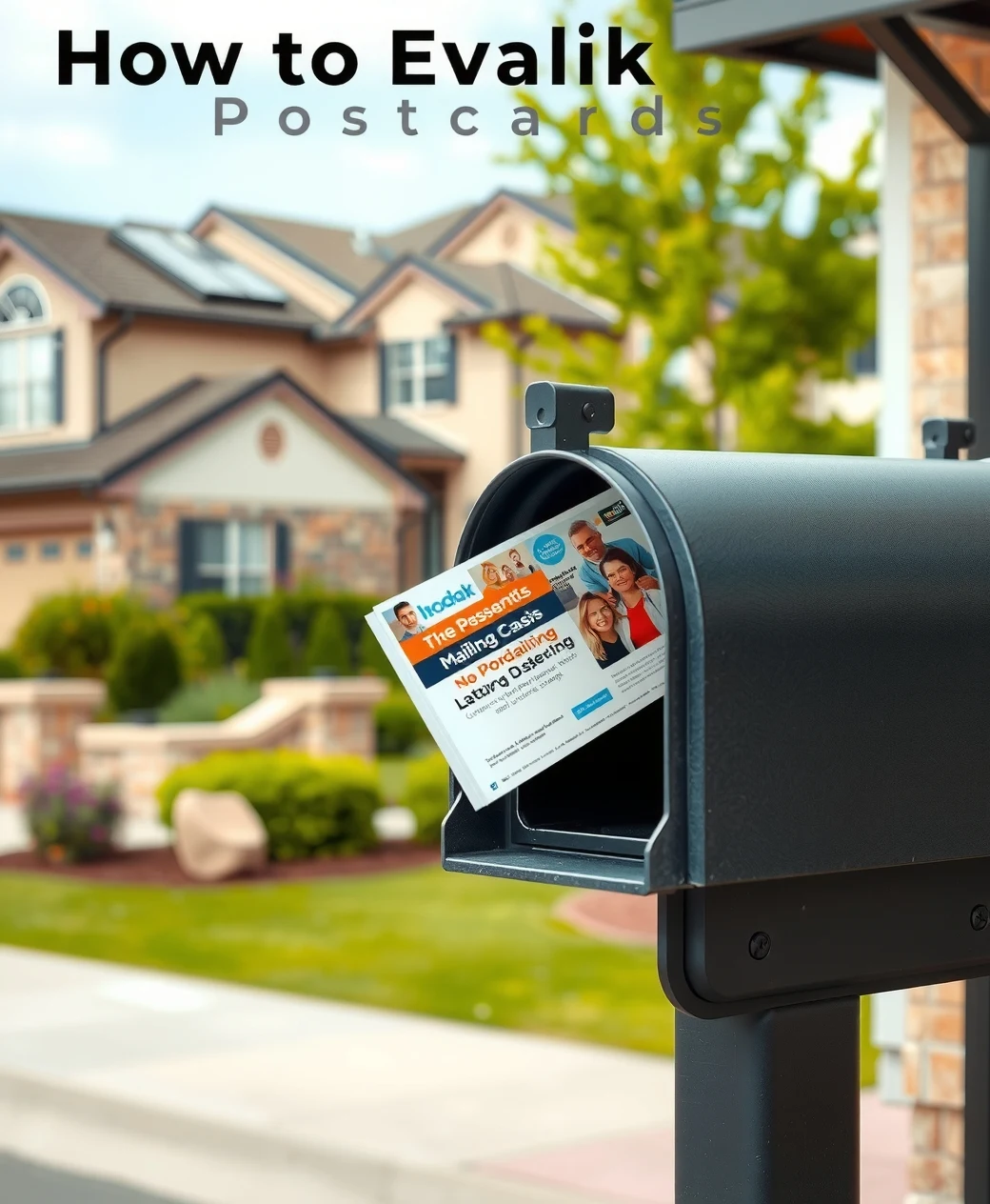 How to Evaluate Mailing Dashboard Integrations For Postcard Printers Without Being Misled by Cheap Quotes: a postcard going into a residential mailbox with a neighborhood background.