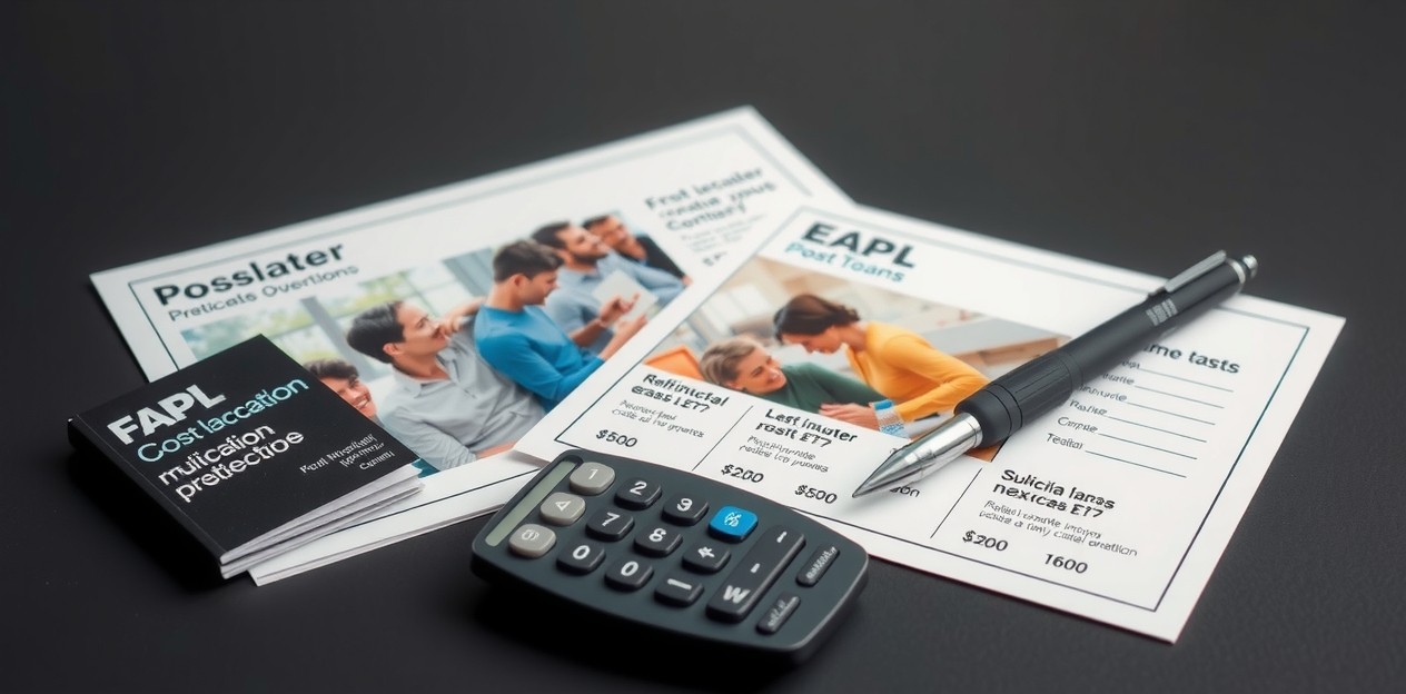 How to Evaluate Multi Location Postcard Operations Without Being Misled by Cheap Quotes: two postcard samples side by side with a calculator and pen for cost comparison.