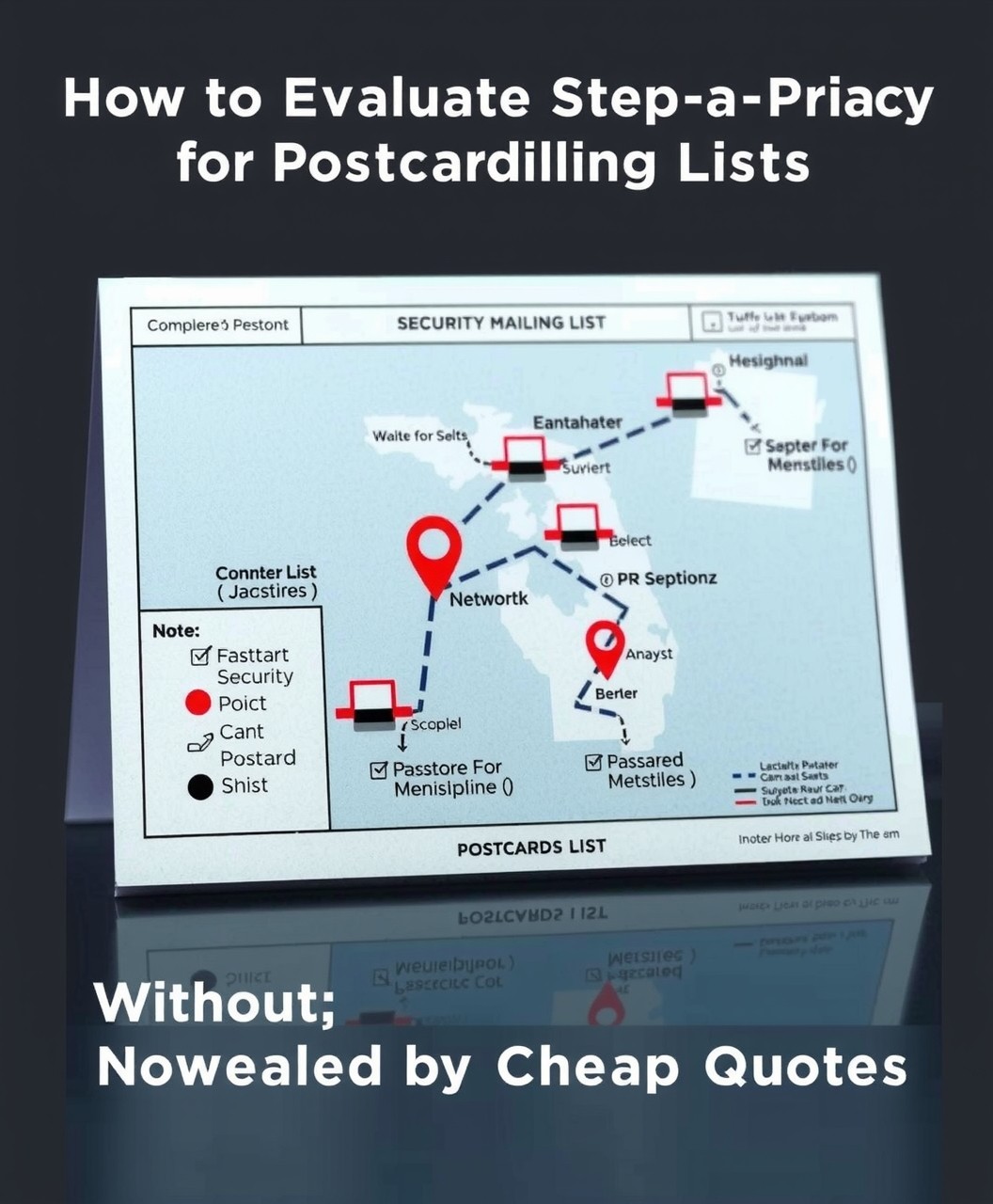How to Evaluate Security And Privacy For Postcard Mailing Lists Without Being Misled by Cheap Quotes: a route map concept with a postcard sample and planning notes.