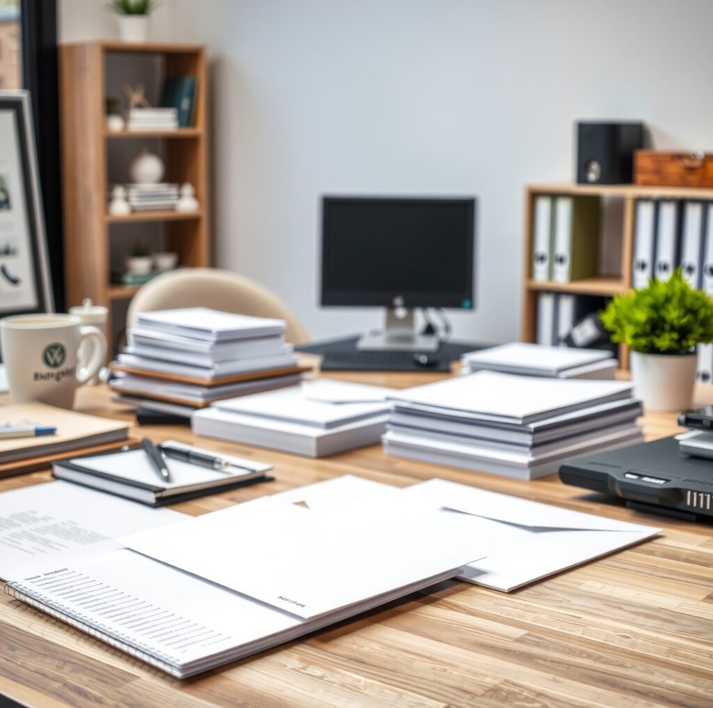 Branded Stationery Desk Printed Documents 1064x1056 1