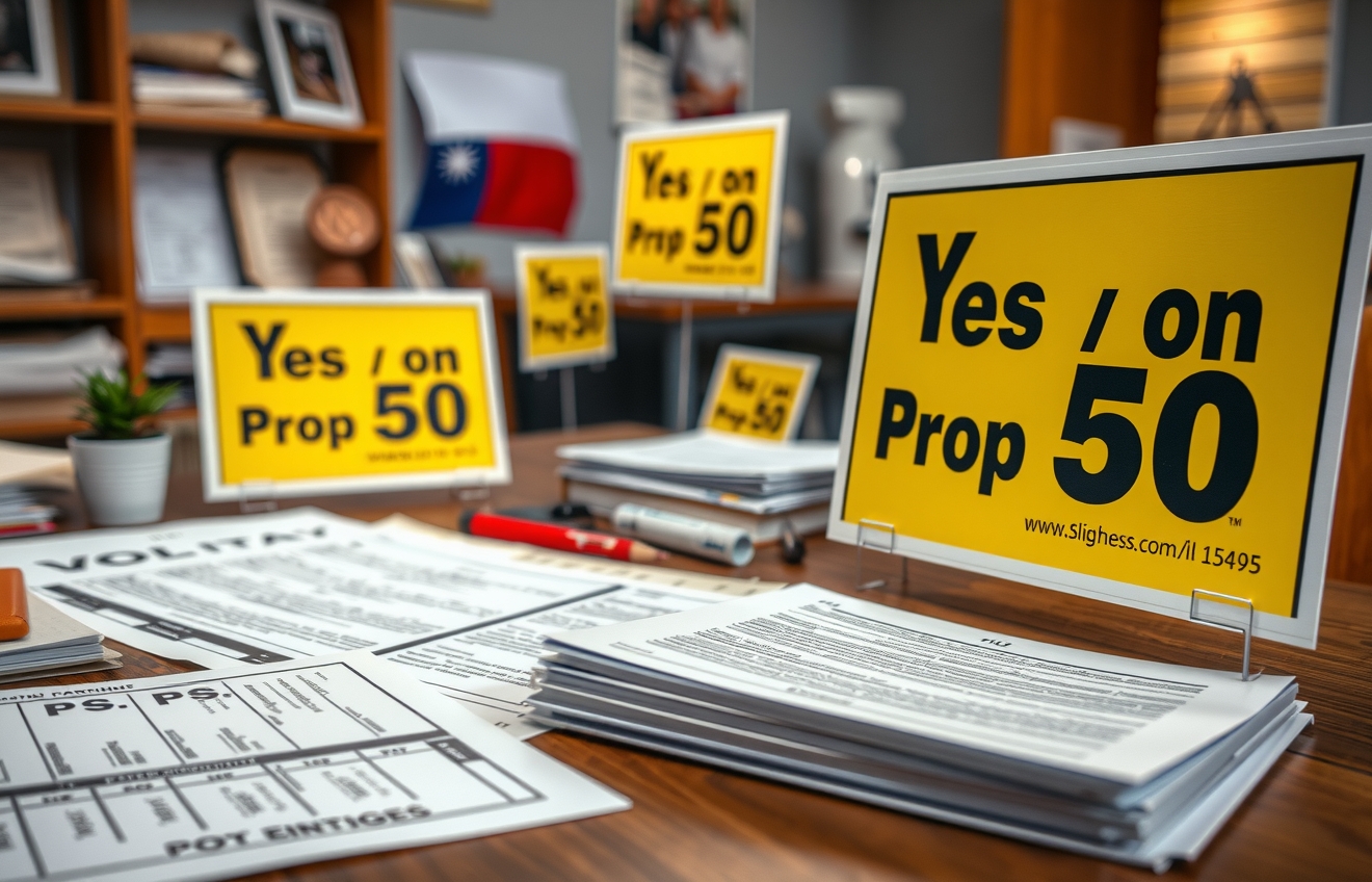Preparation visual for Yes on Prop 50 Yard Signs Guide