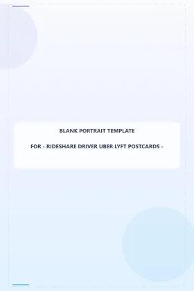 Rideshare Driver Uber Lyft Blank Front 4x6 Portrait