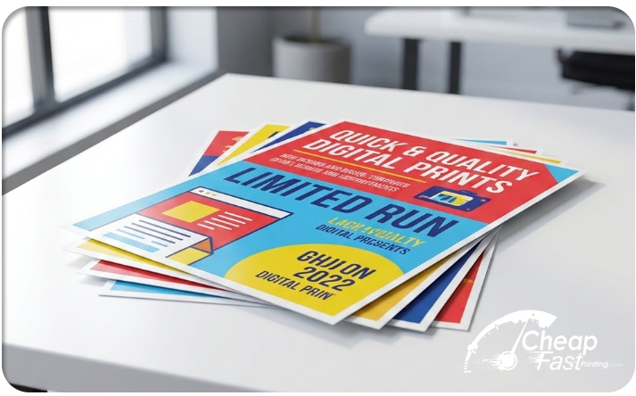 Bleed sheet for digital posters with the short-run poster marked