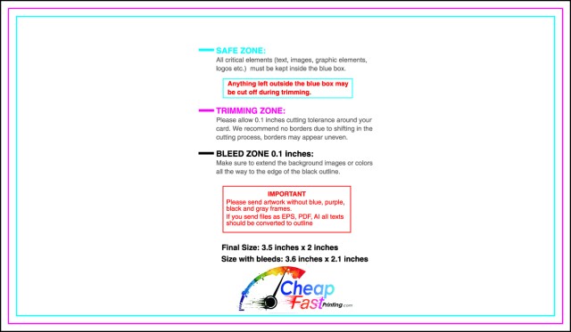 Business Cards 3.5 x 2 (sample) guideline preview